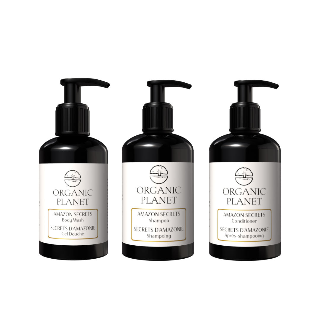 Amazon Secrets Hair & Body Care Bundle with Sacha Inchi oil – shampoo, conditioner, and body wash for hydration and shine