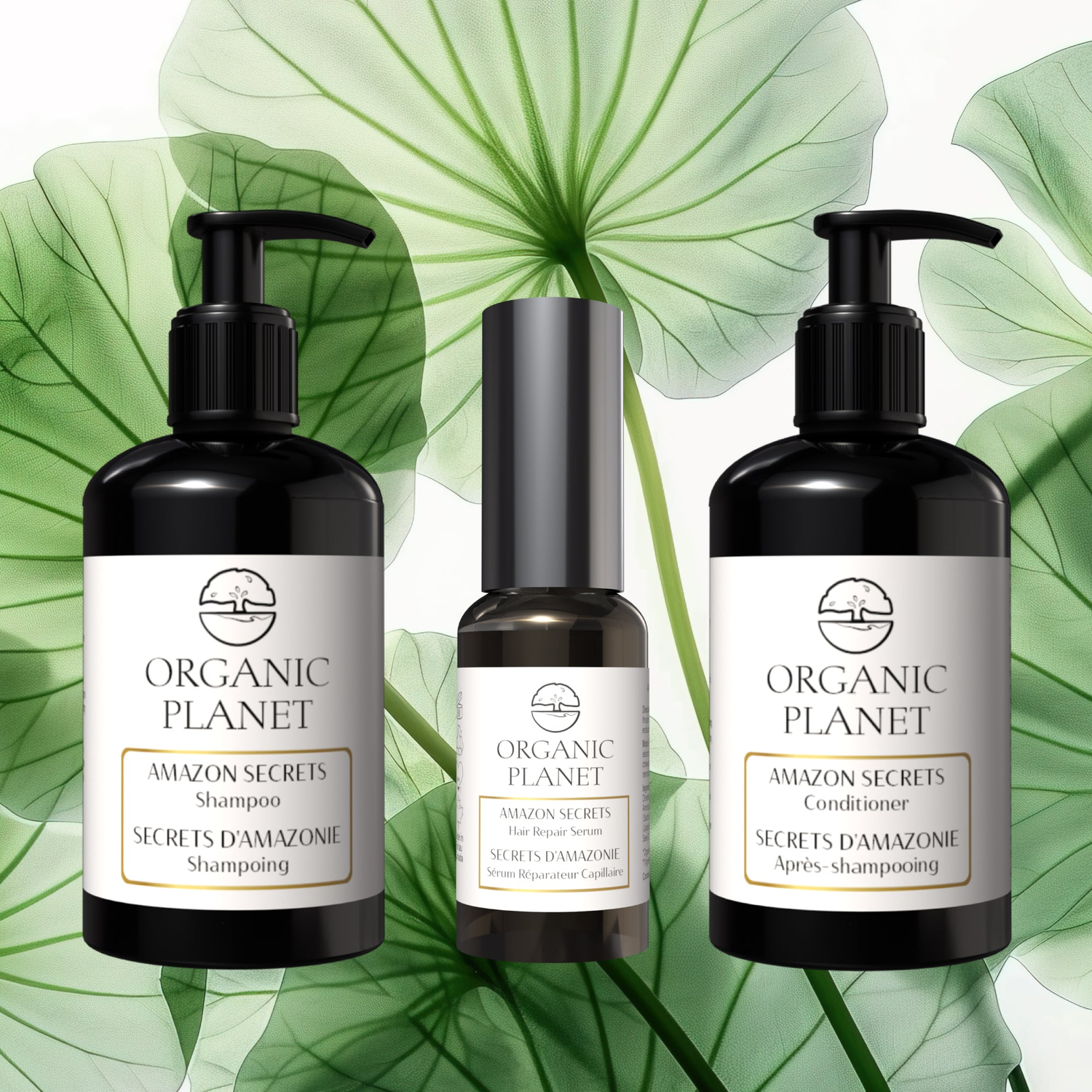 Amazon Secrets Hair Care Bundle includes Shampoo, conditioner and Hair Repair Serum. Vegan, Organic & Cruelty-Free.